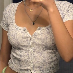 Floral Brandy Melville Button Up Tee